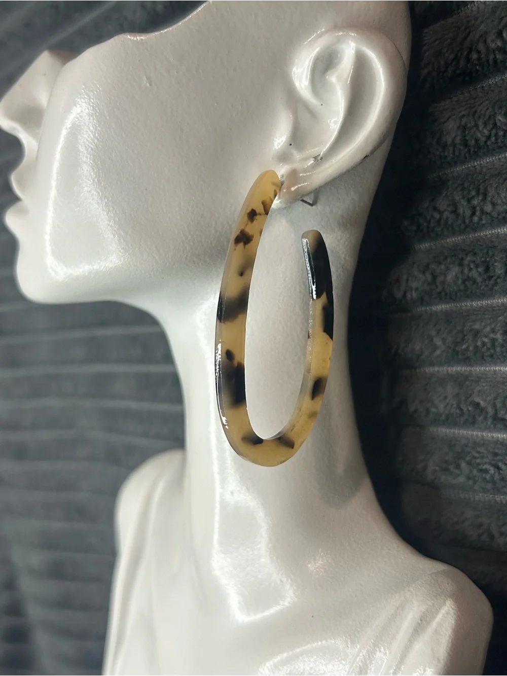Set of 2 Tortoiseshell Acrylic Hoop Earrings